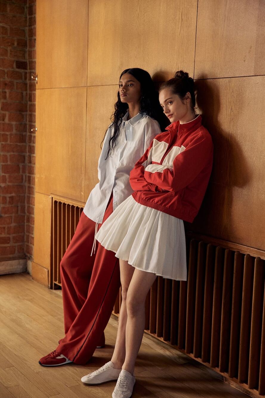 H&M Red Color Block Track Jacket - Women's XXS Top